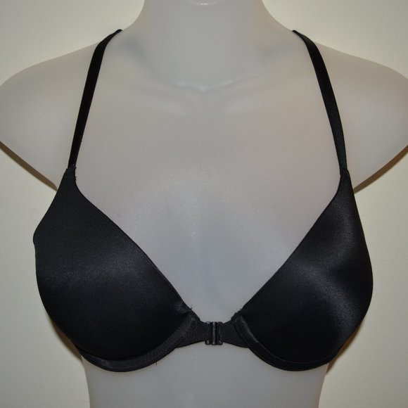PINK Victoria's Secret 34B Wear Everywhere push-up black front closure bra EUC - Picture 1 of 9